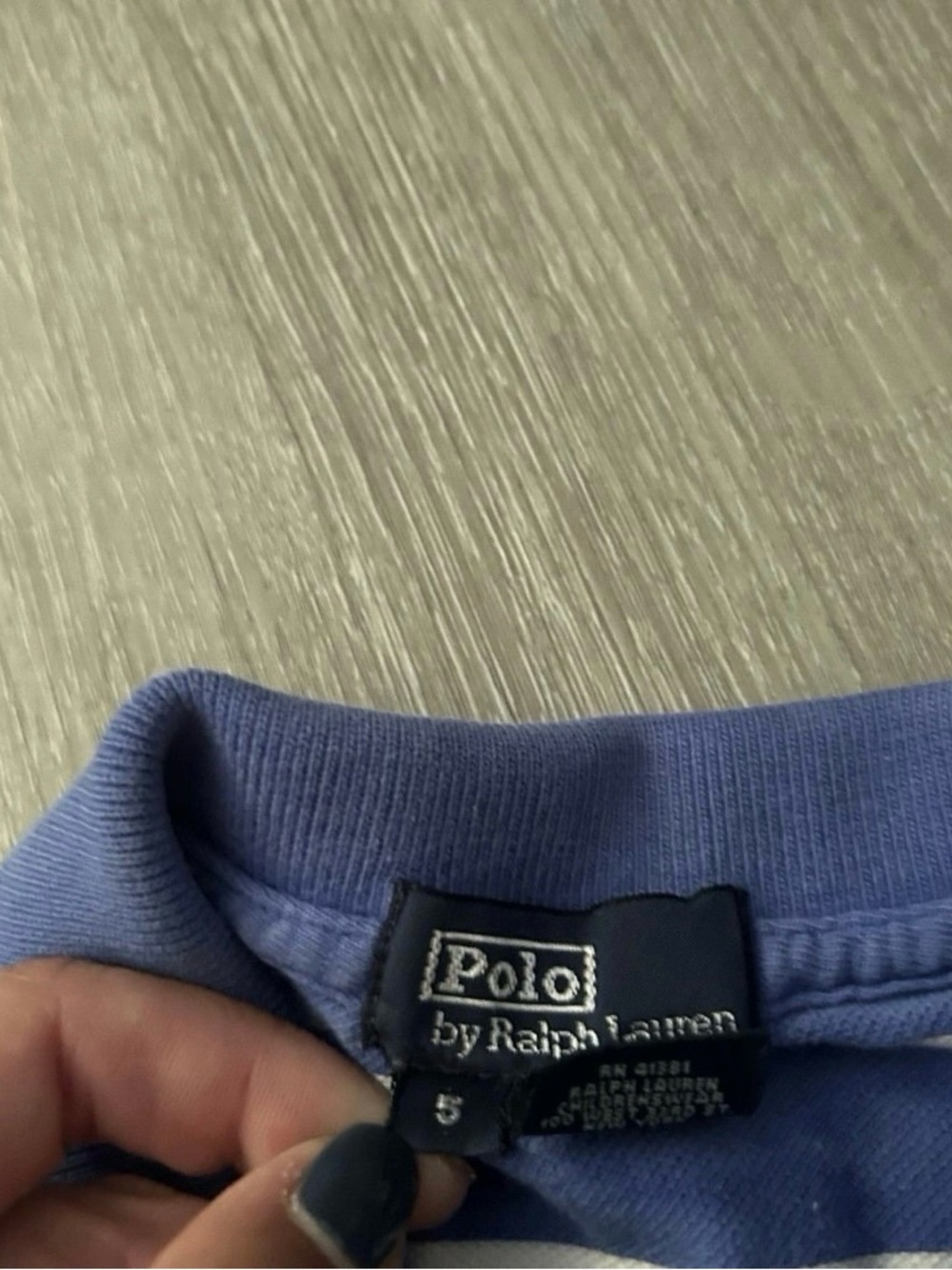 Boys Ralph Lauren Blue And White Striped Collard Golf Polo Shirt Size 5 - Picture 3 of 3